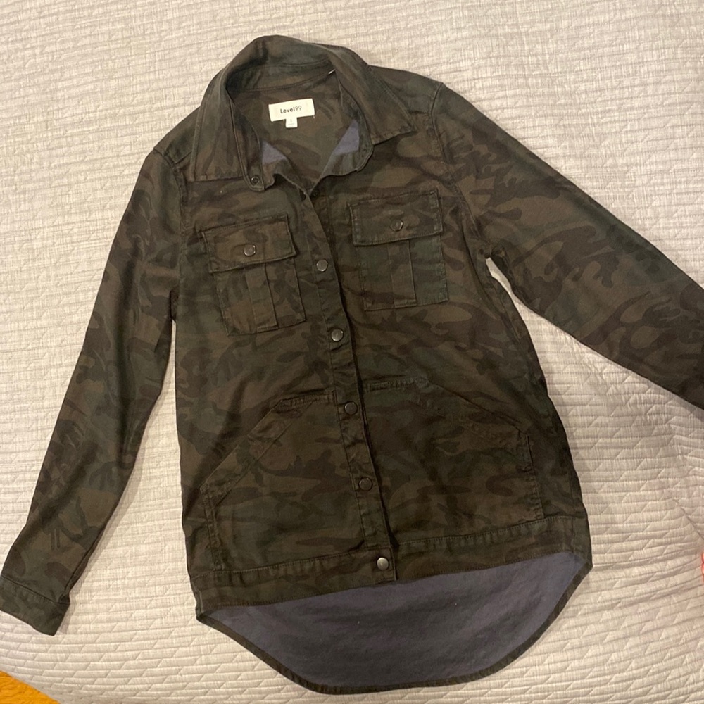 Level 99 Camo Button Snap Shacket